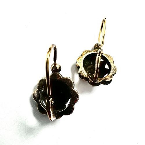 VICTORIAN ROLLED GOLD FLORAL DORMEUSE EARRINGS - ADDITIONAL PHOTO 2