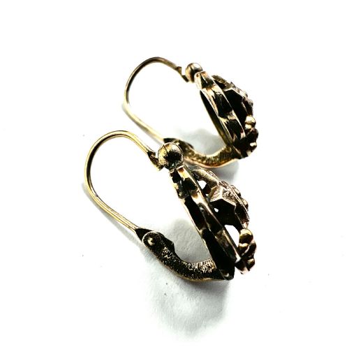 VICTORIAN ROLLED GOLD FLORAL DORMEUSE EARRINGS - ADDITIONAL PHOTO 3