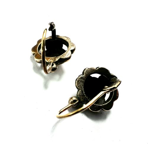 VICTORIAN ROLLED GOLD FLORAL DORMEUSE EARRINGS - ADDITIONAL PHOTO 4