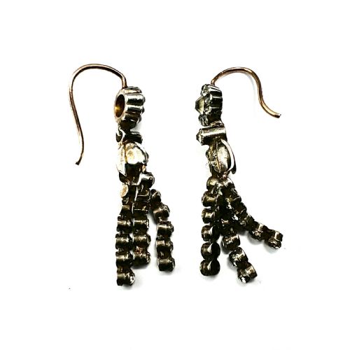 VICTORIAN 9CT GOLD SILVER PASTE TASSEL DROP EARRINGS - ADDITIONAL PHOTO 4