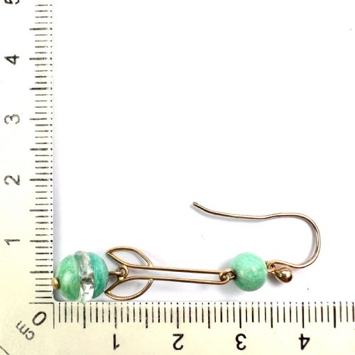 ART DECO 9CT GOLD AQUA CRYSTAL EGG EARRINGS - ADDITIONAL PHOTO 5