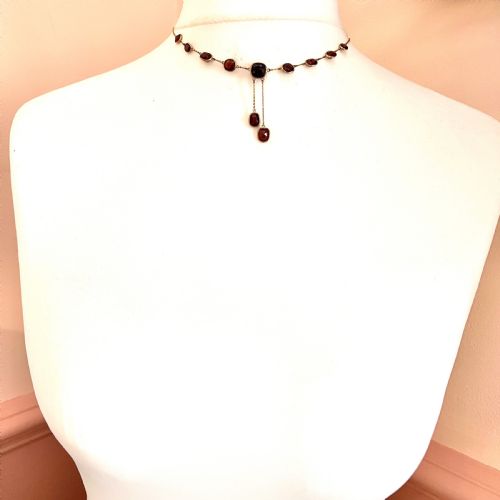 EDWARDIAN GARNET 9CT GOLD EARRINGS AND NEGLIGEE NECKLACE - ADDITIONAL PHOTO 8