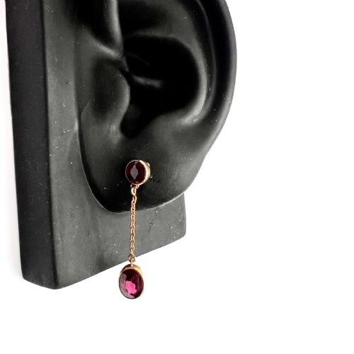 EDWARDIAN GARNET 9CT GOLD EARRINGS AND NEGLIGEE NECKLACE - ADDITIONAL PHOTO 10