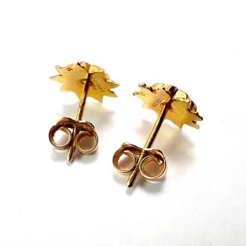 VICTORIAN STYLE 9CT GOLD SUNBURST STUD EARRINGS - ADDITIONAL PHOTO 3