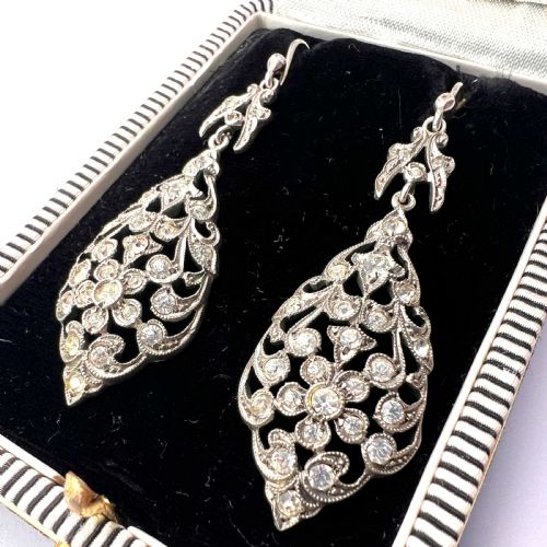 VICTORIAN SILVER PASTE CHANDELIER EARRINGS - ADDITIONAL PHOTO 1