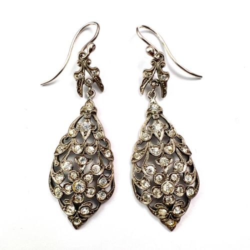 VICTORIAN SILVER PASTE CHANDELIER EARRINGS - ADDITIONAL PHOTO 2
