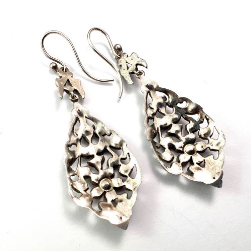 VICTORIAN SILVER PASTE CHANDELIER EARRINGS - ADDITIONAL PHOTO 4