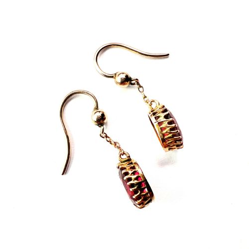 EDWARDIAN 9CT GOLD RUBY CHAIN DROP EARRINGS - ADDITIONAL PHOTO 5