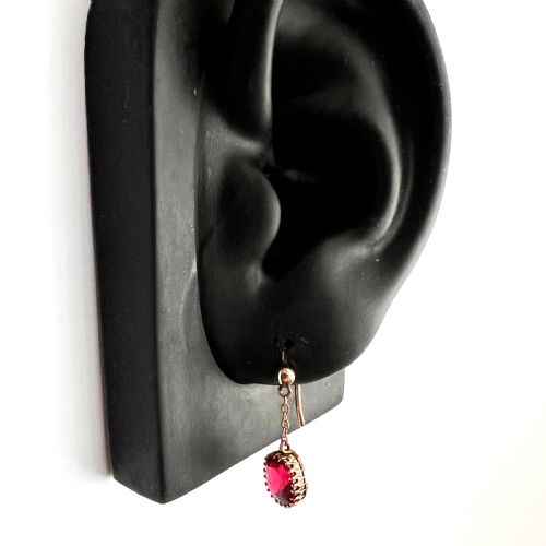 EDWARDIAN 9CT GOLD RUBY CHAIN DROP EARRINGS - ADDITIONAL PHOTO 7