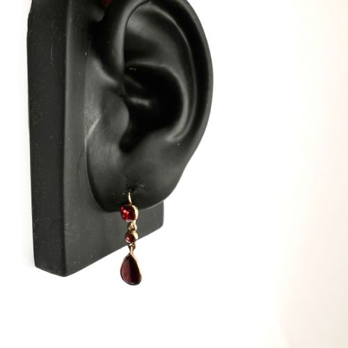GEORGIAN GARNET TEARDROP 9CT GOLD EARRINGS - ADDITIONAL PHOTO 5