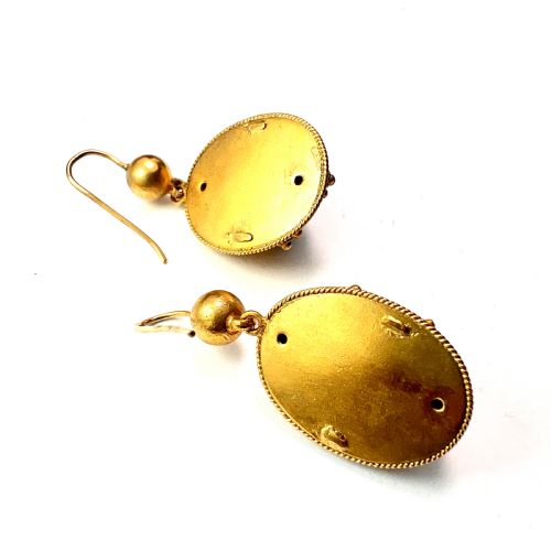 VICTORIAN TURQUOISE ENAMEL GILT STAR EARRINGS - ADDITIONAL PHOTO 8