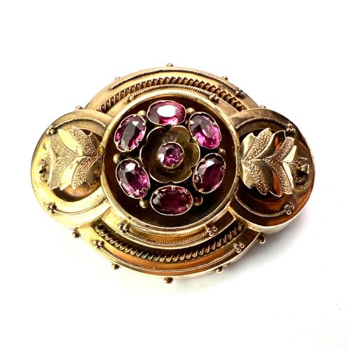 BOXED VICTORIAN AMETHYST DEMI PARURE EARRINGS AND BROOCH - ADDITIONAL PHOTO 2
