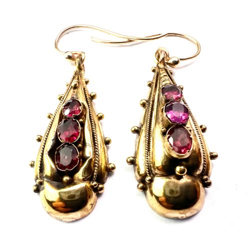 BOXED VICTORIAN AMETHYST DEMI PARURE EARRINGS AND BROOCH - ADDITIONAL PHOTO 3