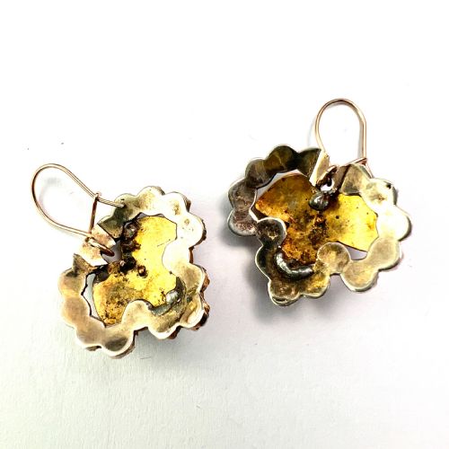 VICTORIAN BOHEMIAN GARNET IVY LEAF EARRINGS - ADDITIONAL PHOTO 3