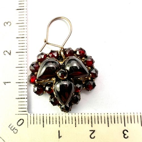 VICTORIAN BOHEMIAN GARNET IVY LEAF EARRINGS - ADDITIONAL PHOTO 6