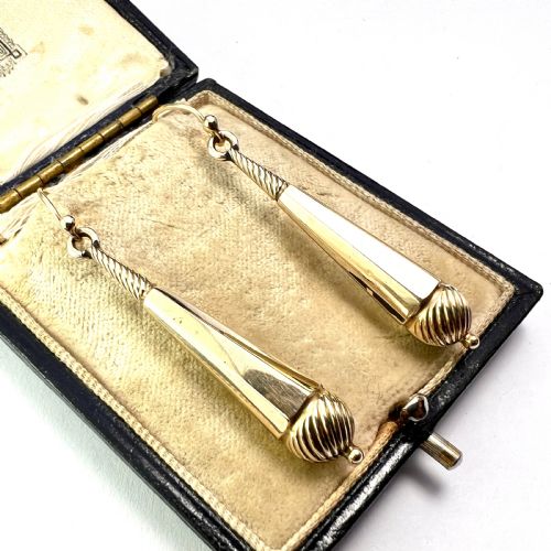 VICTORIAN GOLD SWIRLING DROP EARRINGS - ADDITIONAL PHOTO 2