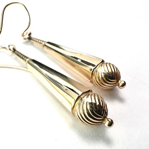 VICTORIAN GOLD SWIRLING DROP EARRINGS - ADDITIONAL PHOTO 4