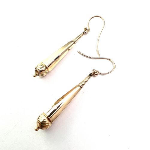 VICTORIAN GOLD SWIRLING DROP EARRINGS - ADDITIONAL PHOTO 5