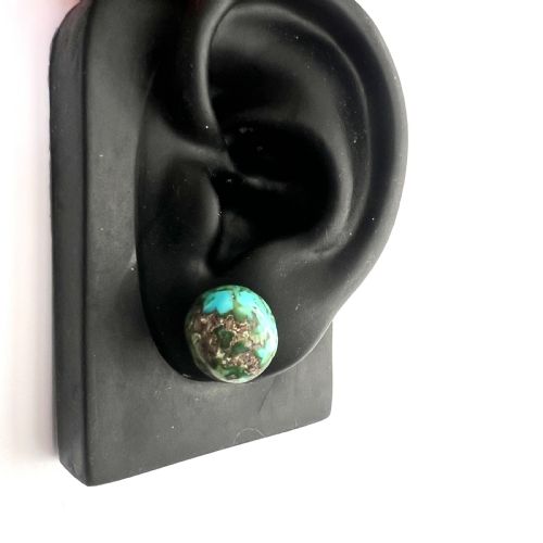 ARTS AND CRAFTS 9CT GOLD RAW TURQUOISE STUD EARRINGS - ADDITIONAL PHOTO 7