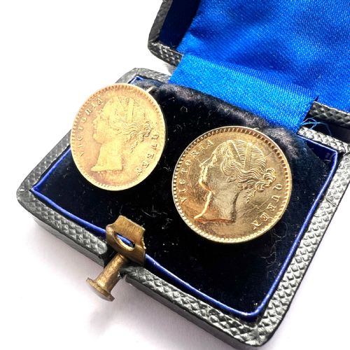 RESERVED FOR A VICTORIAN GILDED INDIAN COIN EARRINGS - ADDITIONAL PHOTO 1