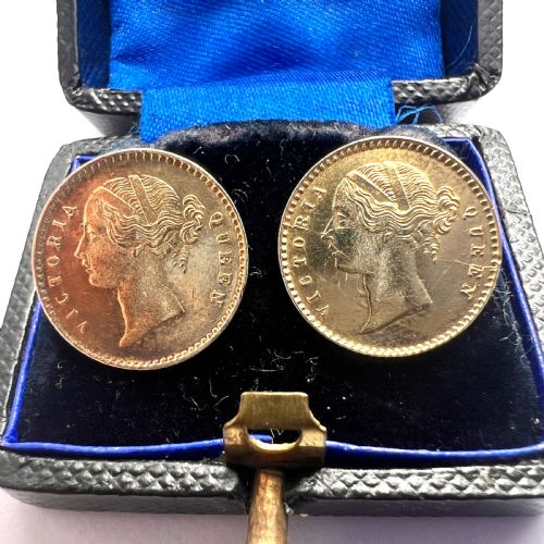 RESERVED FOR A VICTORIAN GILDED INDIAN COIN EARRINGS - ADDITIONAL PHOTO 3