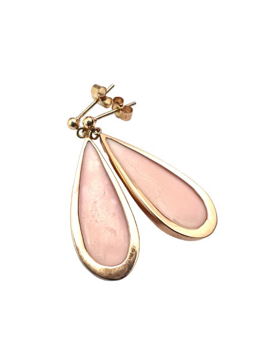 ANTIQUE 9CT GOLD CLASSICAL SHELL CAMEO TEARDROP EARRINGS - ADDITIONAL PHOTO 2