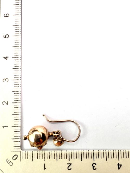 VICTORIAN 9CT GOLD ORB DROP EARRINGS - ADDITIONAL PHOTO 6