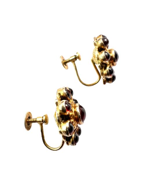 ANTIQUE AUSTRO HUNGARIAN SILVER GILT GARNET HALO EARRINGS - ADDITIONAL PHOTO 4