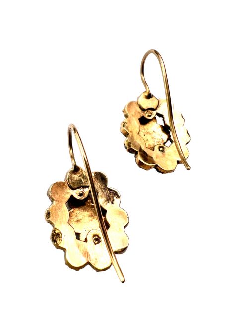 VICTORIAN GOLD BOHEMIAN GARNET CLUSTER EARRINGS - ADDITIONAL PHOTO 5