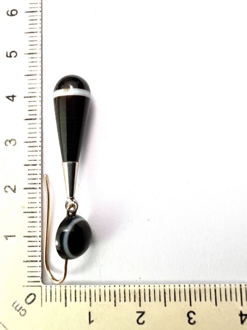 VICTORIAN AGATE GOLD AND SILVER TEARDROP EARRINGS - ADDITIONAL PHOTO 7