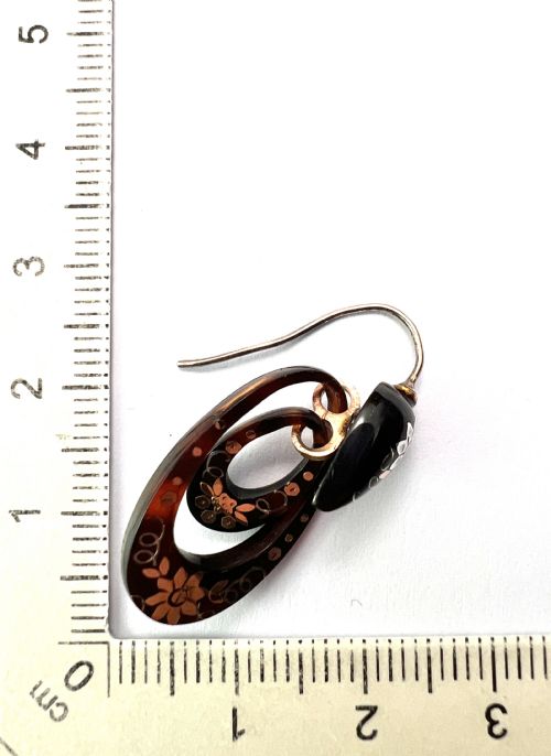 SMALL VICTORIAN GOLD AND SILVER PIQUE HOOP EARRINGS - ADDITIONAL PHOTO 3