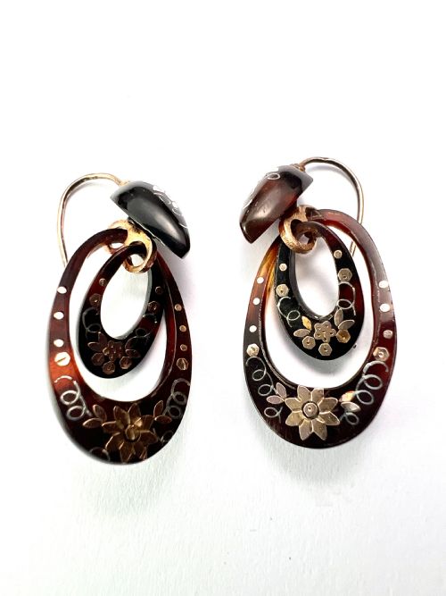 SMALL VICTORIAN GOLD AND SILVER PIQUE HOOP EARRINGS - ADDITIONAL PHOTO 7