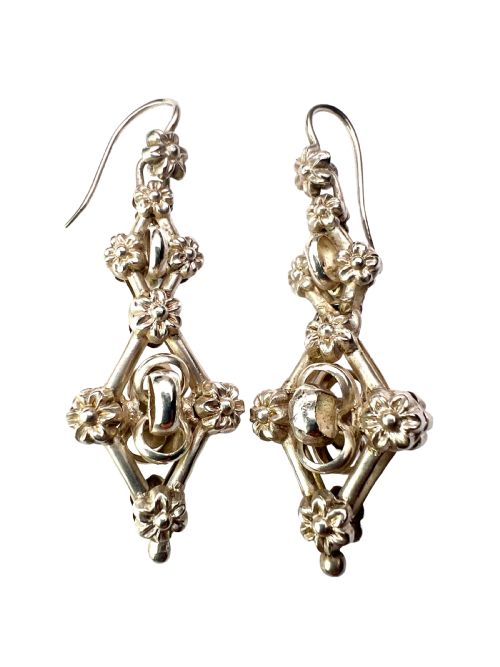 VICTORIAN SILVER ENTWINED DROP EARRINGS - ADDITIONAL PHOTO 2