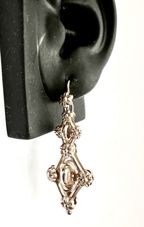 VICTORIAN SILVER ENTWINED DROP EARRINGS - ADDITIONAL PHOTO 5