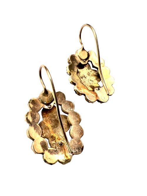 LARGE VICTORIAN GOLD BOHEMIAN GARNET CLUSTER EARRINGS - ADDITIONAL PHOTO 5