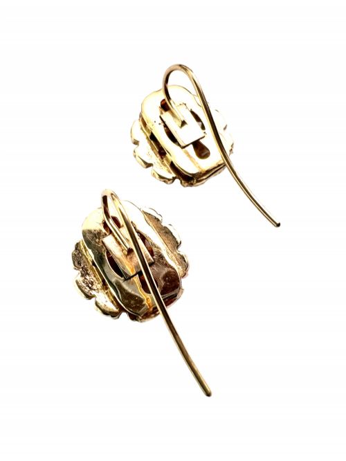 VICTORIAN GOLD GARNET PEARL CLUSTER EARRINGS - ADDITIONAL PHOTO 3