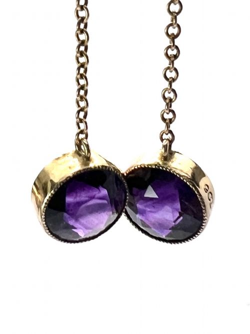 EDWARDIAN 9CT GOLD AMETHYST CHAIN DROP EARRINGS