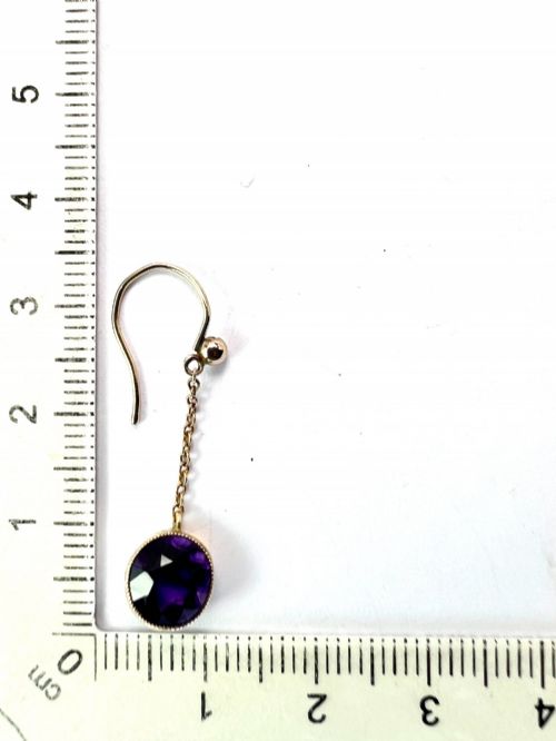 EDWARDIAN 9CT GOLD AMETHYST CHAIN DROP EARRINGS - ADDITIONAL PHOTO 7