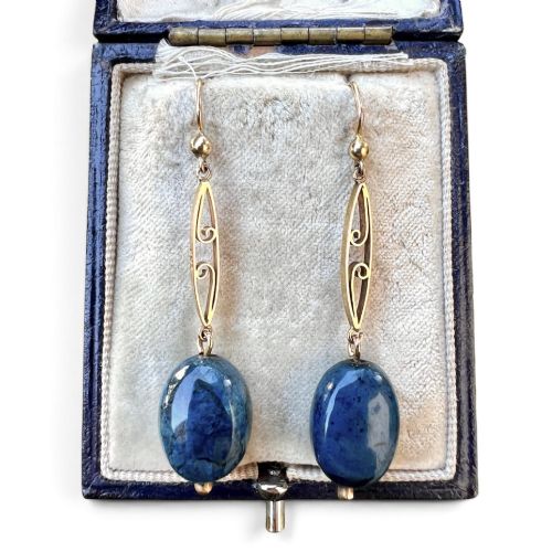 Edwardian Apatite Gold Drop Earrings