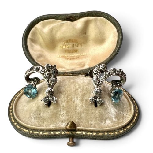 Edwardian Dangling Drop Paste Silver Screwback Earrings