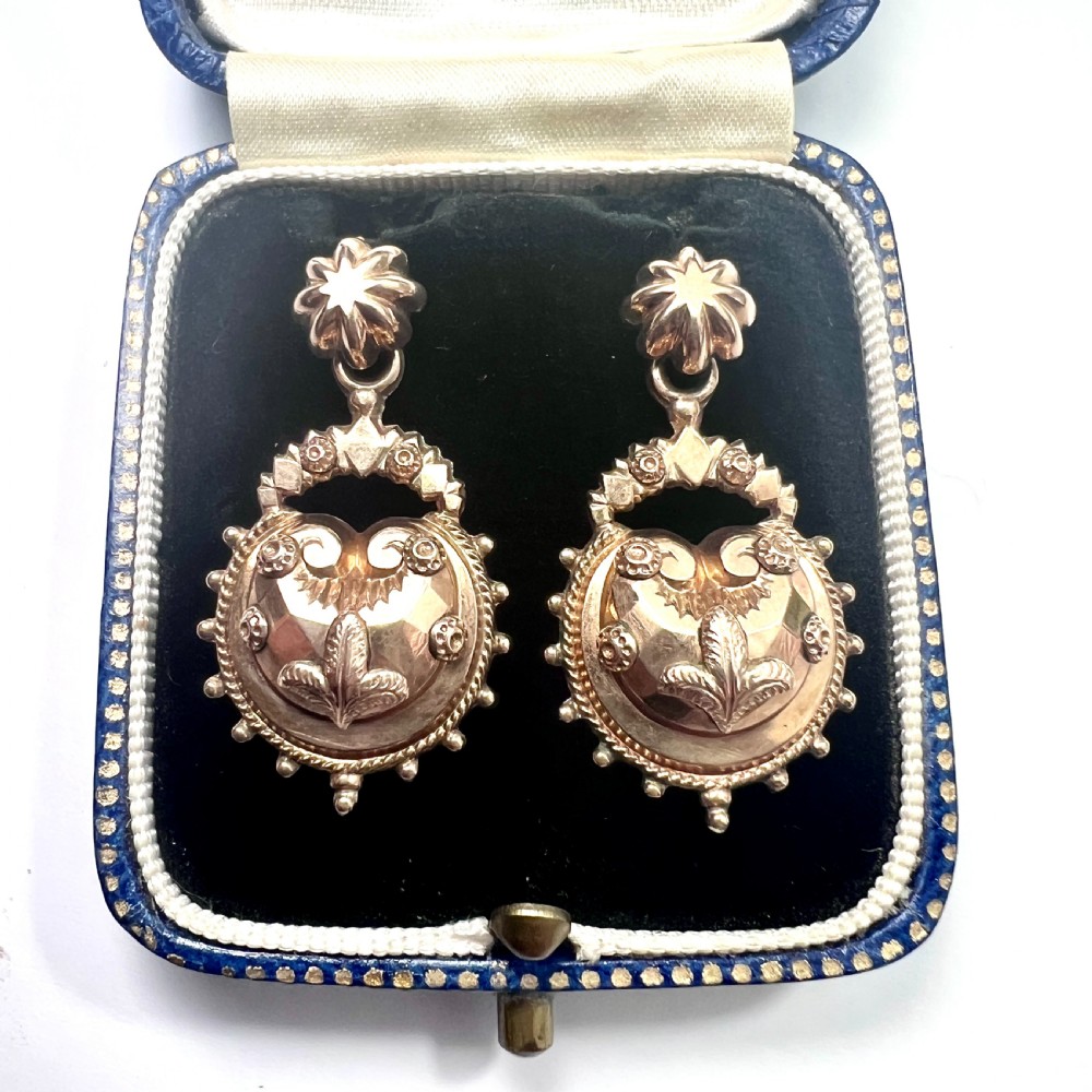 RESERVED for T to 19 JUNE • Victorian 1880s Fleur de Lis Earrings in 9CT Gold