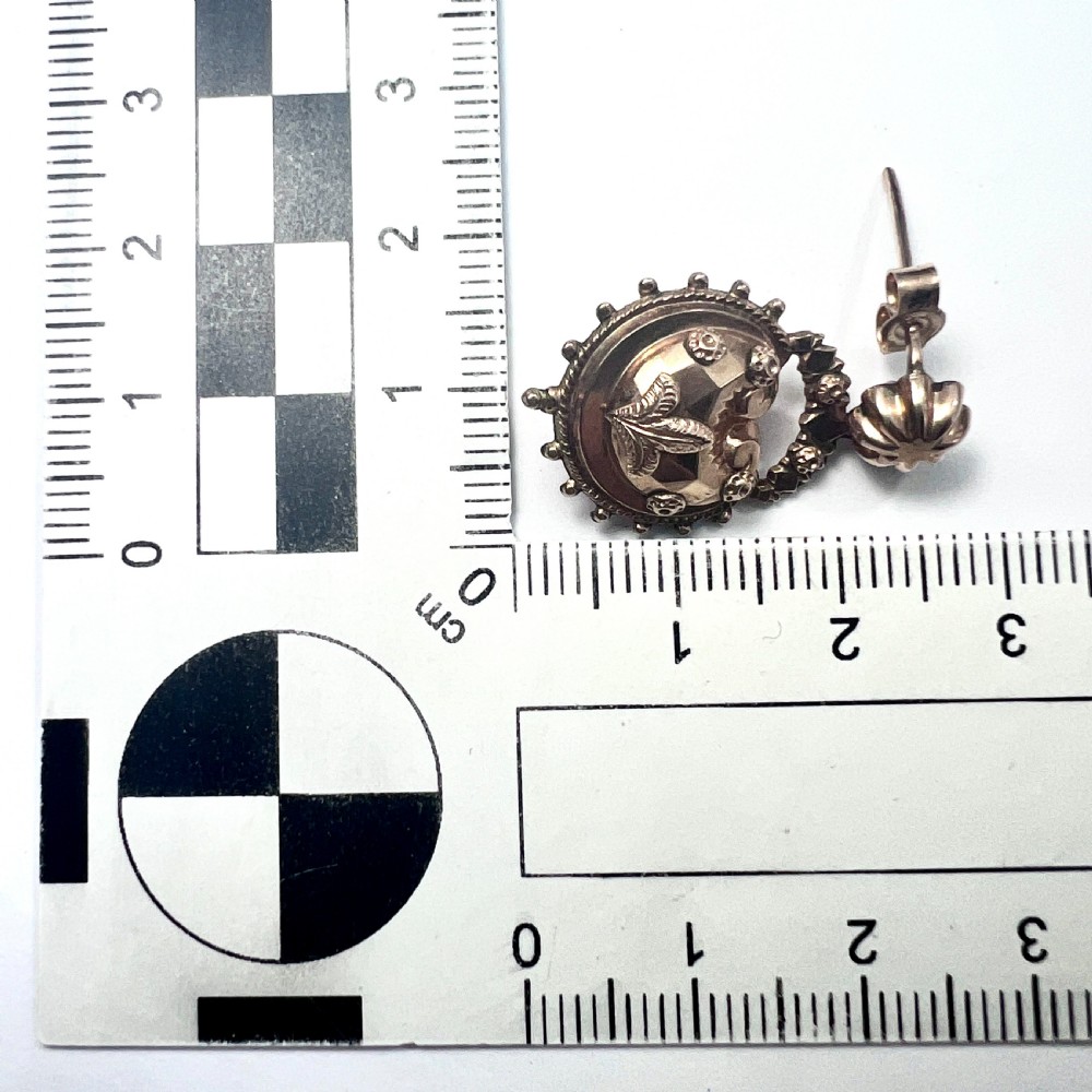 RESERVED for T to 19 JUNE • Victorian 1880s Fleur de Lis Earrings in 9CT Gold View VII