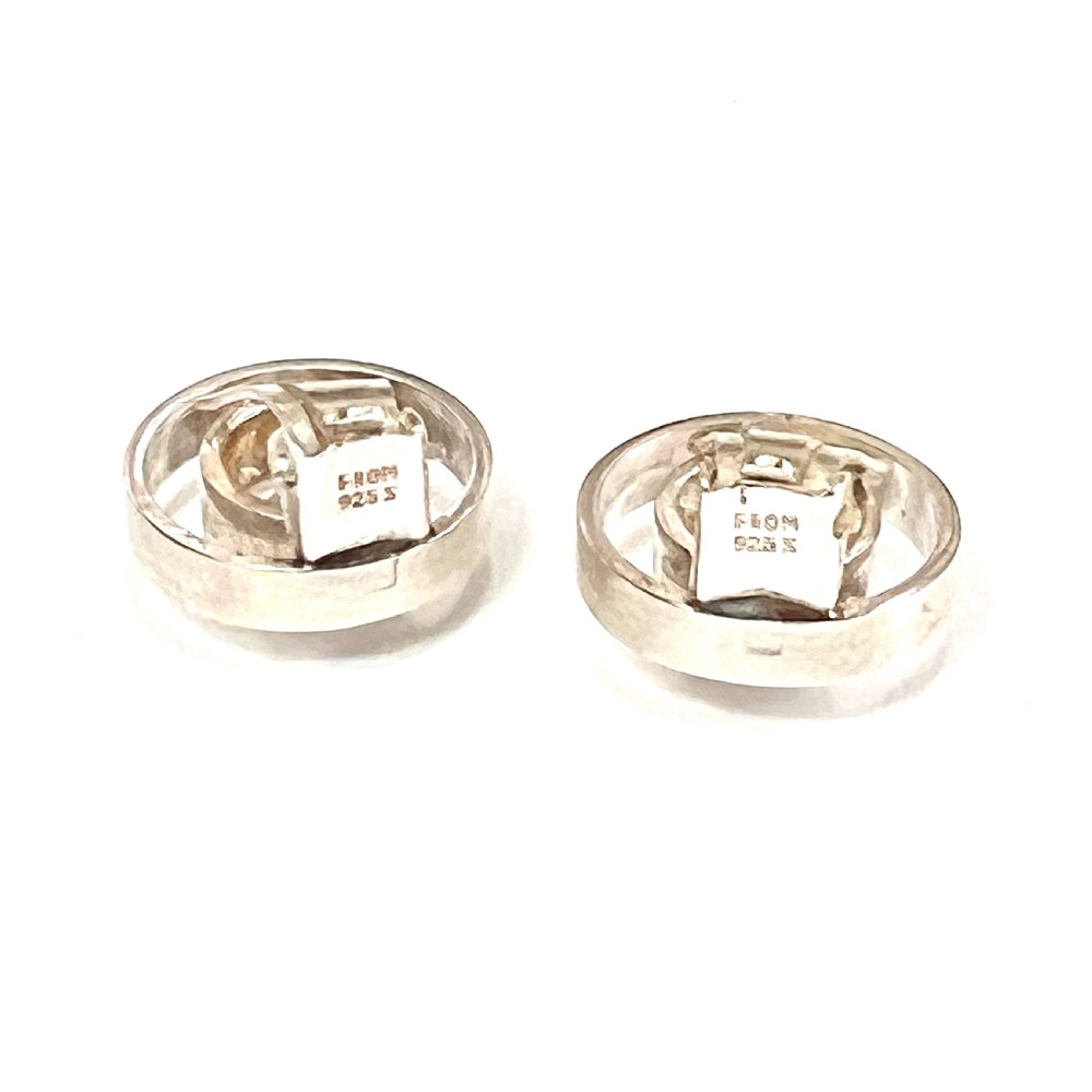 • Vintage Silver and Rock Crystal Modernist Ear Clips by Niels Erik From View X