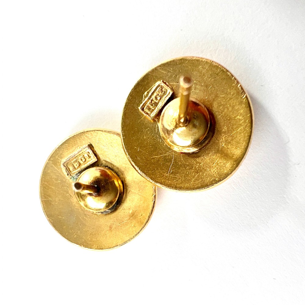 • Victorian 15CT Gold Cherub Button Earrings View V