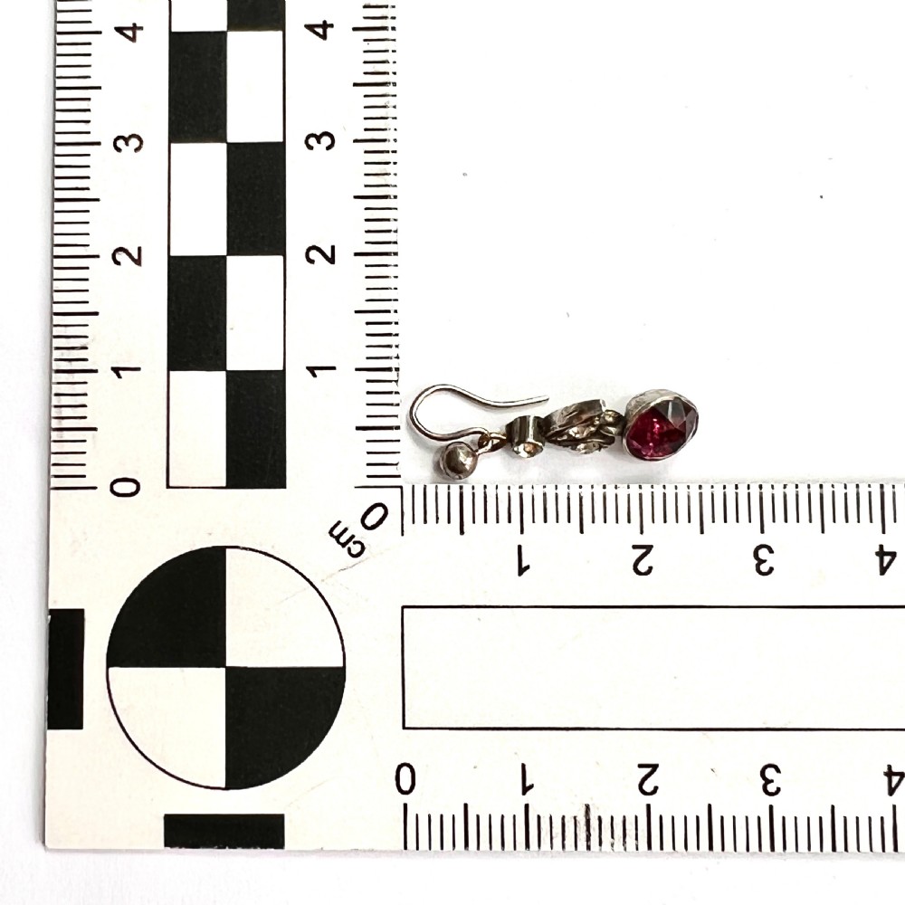 Victorian Old Cut Ruby Paste Drop Earrings View VI