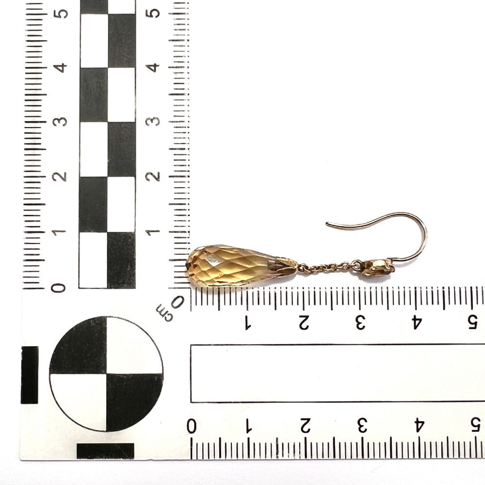 Edwardian 9CT Gold Citrine Teardrop Earrings View VII