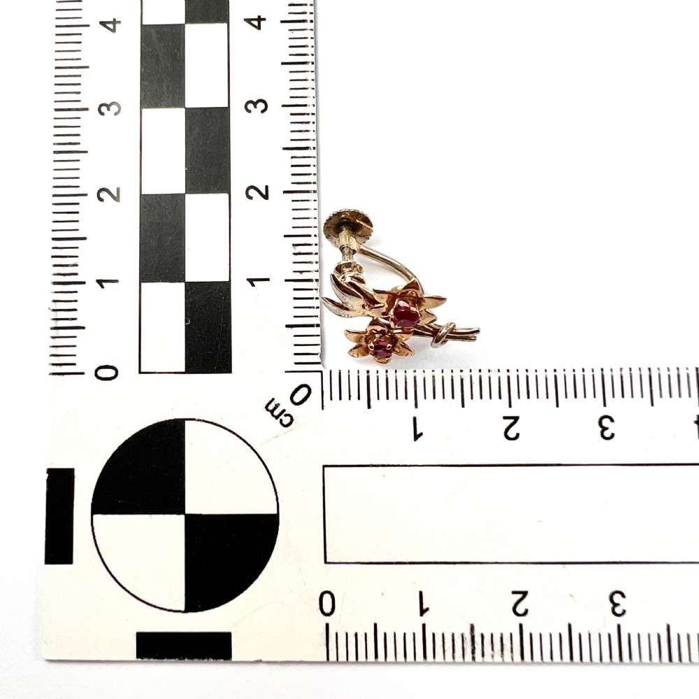 • Vintage 9CT Gold Ruby Flower Earrings by Cropp & Farr View VII