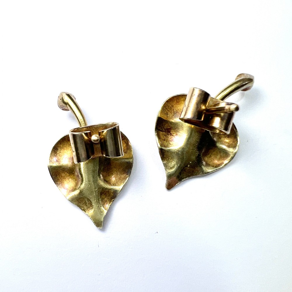• 18CT Gold Heart Leaf Earrings with Pearls View IV