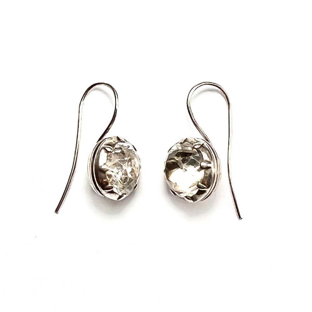 Large Georgian Silver Paste Solitaire Dormeuse Earrings View VI