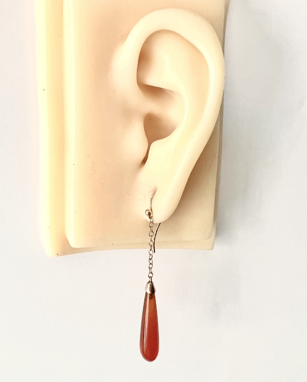 Edwardian Carnelian Chain Drop Earrings in 9CT Gold View VI